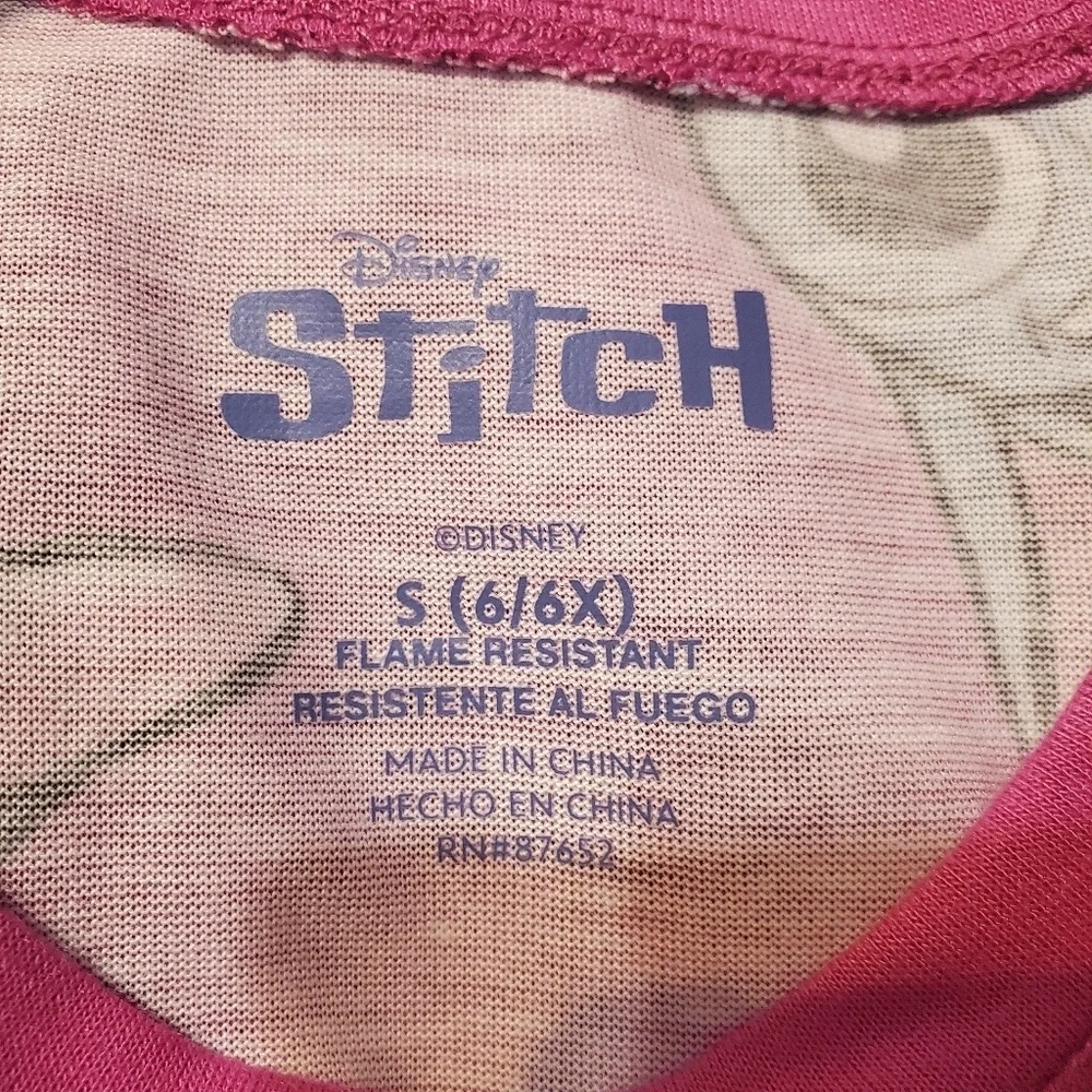 NWT Disney Kids Girl's Long Sleeved Stitch Nightgown Pajamas S 6/6X